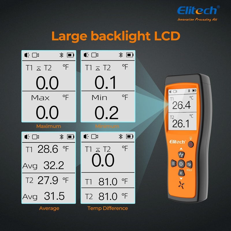 Elitech Bluetooth Thermocouple Thermometer Digital Temperature Data Logger K-Type, APP Real time Data, 5000 Points Capactiy(Optional),OTA Remote Firmware Upgrade, ADJ Compensation, 2 Channels HVAC Lab - Image 5